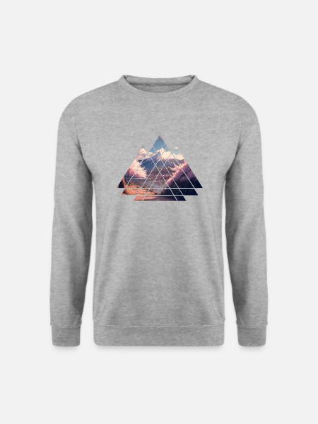 Mount Fuji Japanese Geometric Minimalism - Unisex Pullover - Weißgrau meliert