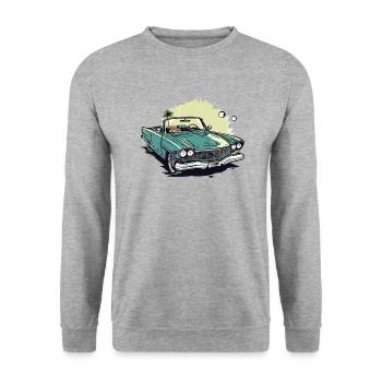 Cabriolet vert et palmier - Sweat-shirt Unisexe - gris chiné - Devant - Alina (178cm) & Michal (187cm)