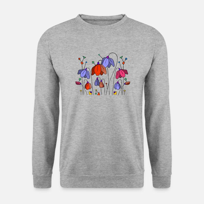 Blumen - Unisex Pullover - Weißgrau meliert