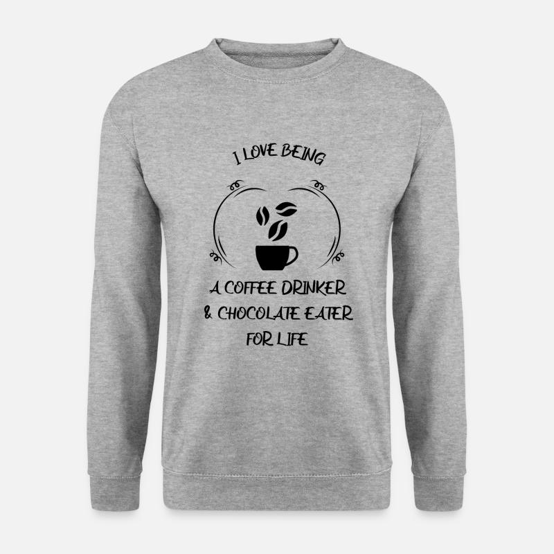 Kaffee Espresso Käffchen & Schokolade - Unisex Pullover - Weißgrau meliert