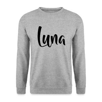 Name - Luna - Unisex Sweatshirt - salt & pepper - Front - Alina (178cm) & Michal (187cm)