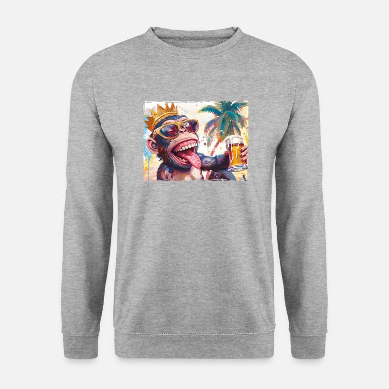 Affe Urlaub Party Sommer - Unisex Pullover - Weißgrau meliert