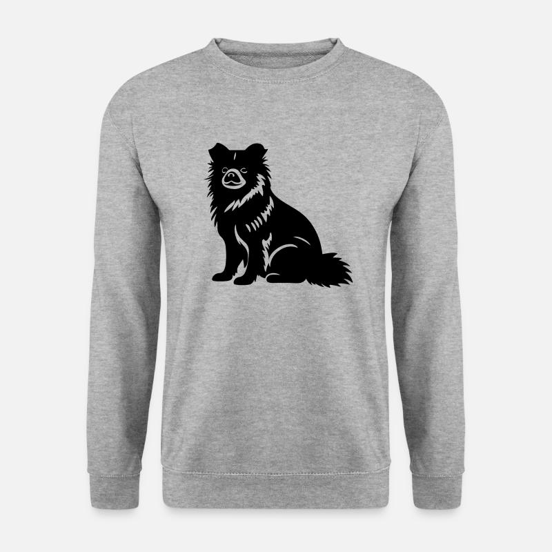 Zwergspitz Hund Pomeranian - Unisex Pullover - Weißgrau meliert