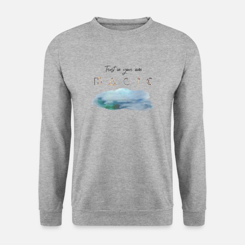 Trust in your own Magic Schriftzug witchy Wolke - Unisex Pullover - Weißgrau meliert