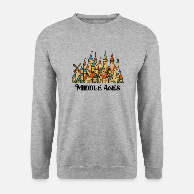 schloss dorf burg - Unisex Pullover - Weißgrau meliert