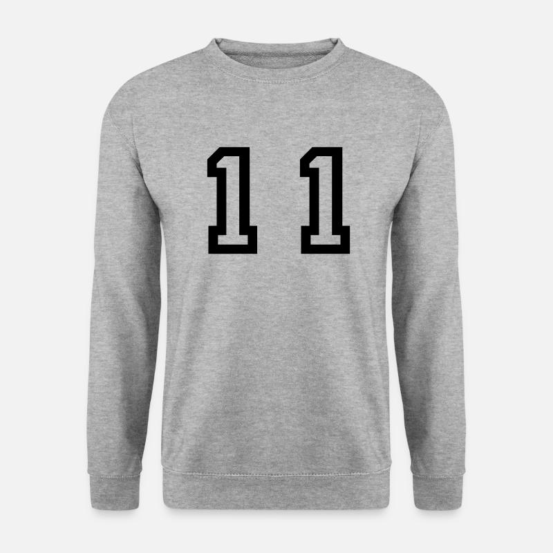 Nummer - 11 - elf - Unisex Pullover - Weißgrau meliert