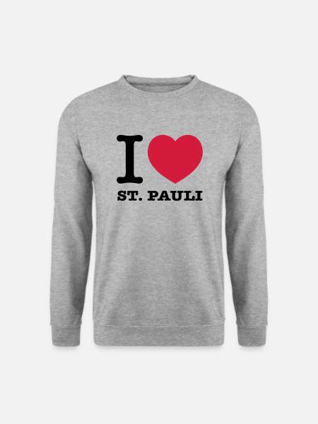 I love St. Pauli - Unisex Pullover - Weißgrau meliert