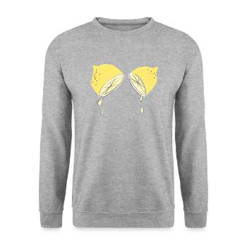 Wenn das Leben dir Zitronen gibt... - Unisex Pullover - Weißgrau meliert - Vorne - Alina (178cm) & Michal (187cm)