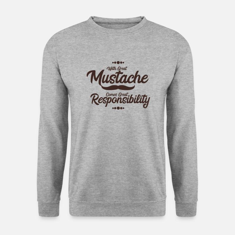 Mustache - Schnurrbart Bart - Unisex Pullover - Weißgrau meliert