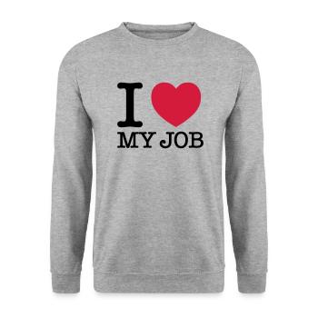 I Love My Job - Sweat-shirt Unisexe - gris chiné - Devant - Alina (178cm) & Michal (187cm)