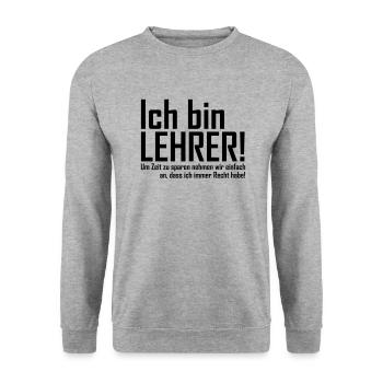 lehrer - Unisex Pullover - Weißgrau meliert - Vorne - Alina (178cm) & Michal (187cm)