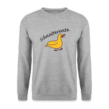 Schnatterente - Unisex Pullover - Weißgrau meliert - Vorne - Alina (178cm) & Michal (187cm)