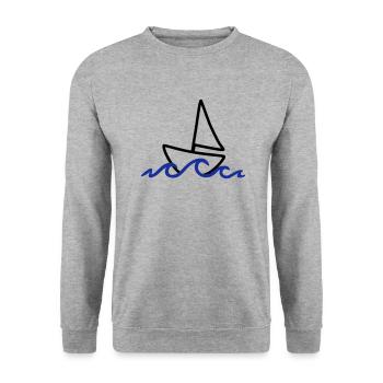 Sailing, Sailboat and waves - Sweat-shirt Unisexe - gris chiné - Devant - Alina (178cm) & Michal (187cm)