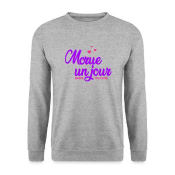 morue un jour morue toujours - Unisex Pullover - Weißgrau meliert - Vorne - Alina (178cm) & Michal (187cm)