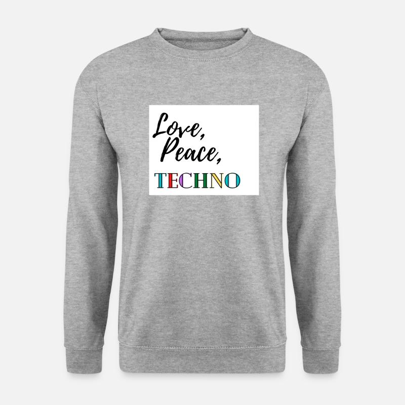 Love, Peace, Techno - Unisex Pullover - Weißgrau meliert
