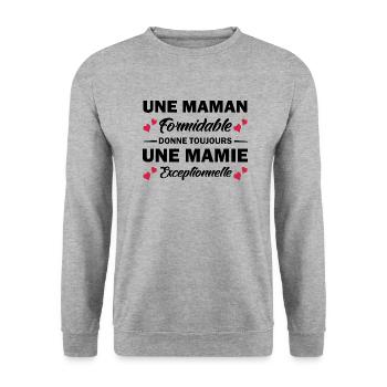 maman formidable donne toujours mamie exceptionnel - Sweat-shirt Unisexe - gris chiné - Devant - Alina (178cm) & Michal (187cm)