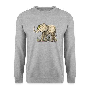 l'éléphant - Sweat-shirt Unisexe - gris chiné - Devant - Alina (178cm) & Michal (187cm)