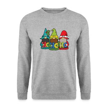Ho Ho Ho Gnome - Unisex Sweatshirt - salt & pepper - Front - Alina (178cm) & Michal (187cm)