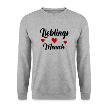 Lieblings Mensch - Unisex Pullover - Weißgrau meliert - Vorne - Alina (178cm) & Michal (187cm)