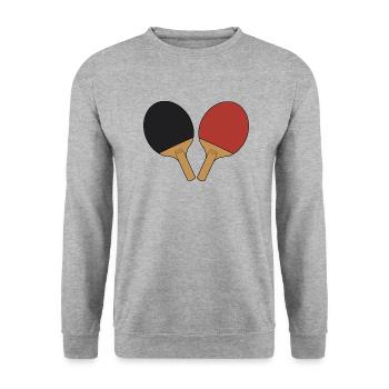Tischtennis Schläger - Unisex Pullover - Weißgrau meliert - Vorne - Alina (178cm) & Michal (187cm)