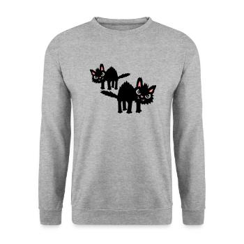 Team funny cats - Unisex Sweatshirt - salt & pepper - Front - Alina (178cm) & Michal (187cm)