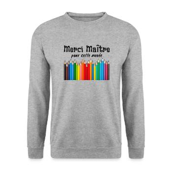 Merci maître pour cette année - Sweat-shirt Unisexe - gris chiné - Devant - Alina (178cm) & Michal (187cm)
