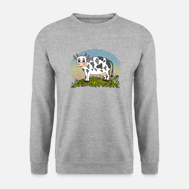 Kuh - Unisex Pullover - Weißgrau meliert