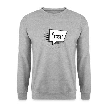 Prost Sprechblase - Unisex Pullover - Weißgrau meliert - Vorne - Alina (178cm) & Michal (187cm)