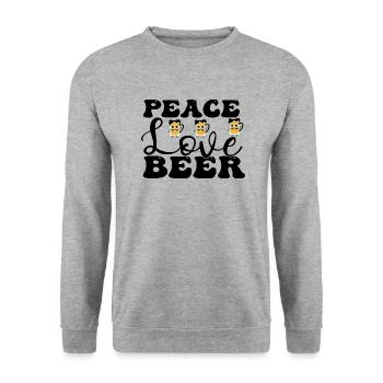 Peace Love Beer - Unisex Pullover - Weißgrau meliert - Vorne - Alina (178cm) & Michal (187cm)