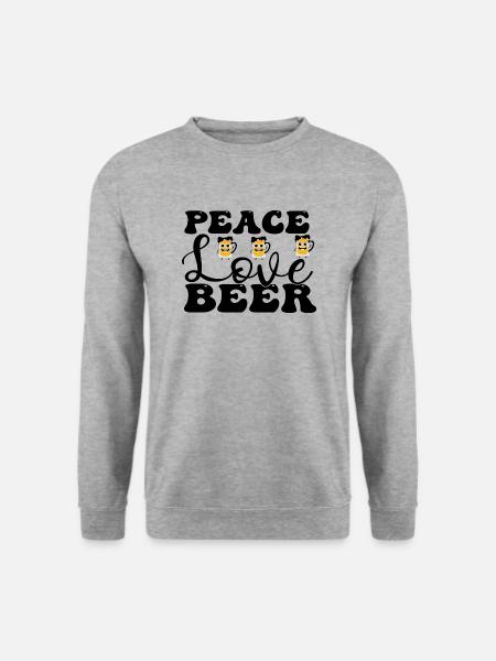 Peace Love Beer - Unisex Pullover - Weißgrau meliert