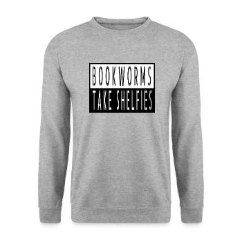 joke book humor typography readers geek book fan - Unisex Sweatshirt - salt & pepper - Front - Alina (178cm) & Michal (187cm)