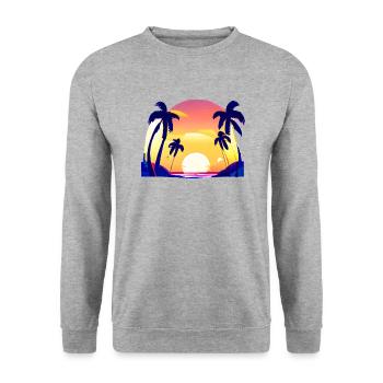 Sommer Palme Urlaub Baum Sonne Palmen Geschenk - Unisex Pullover - Weißgrau meliert - Vorne - Alina (178cm) & Michal (187cm)