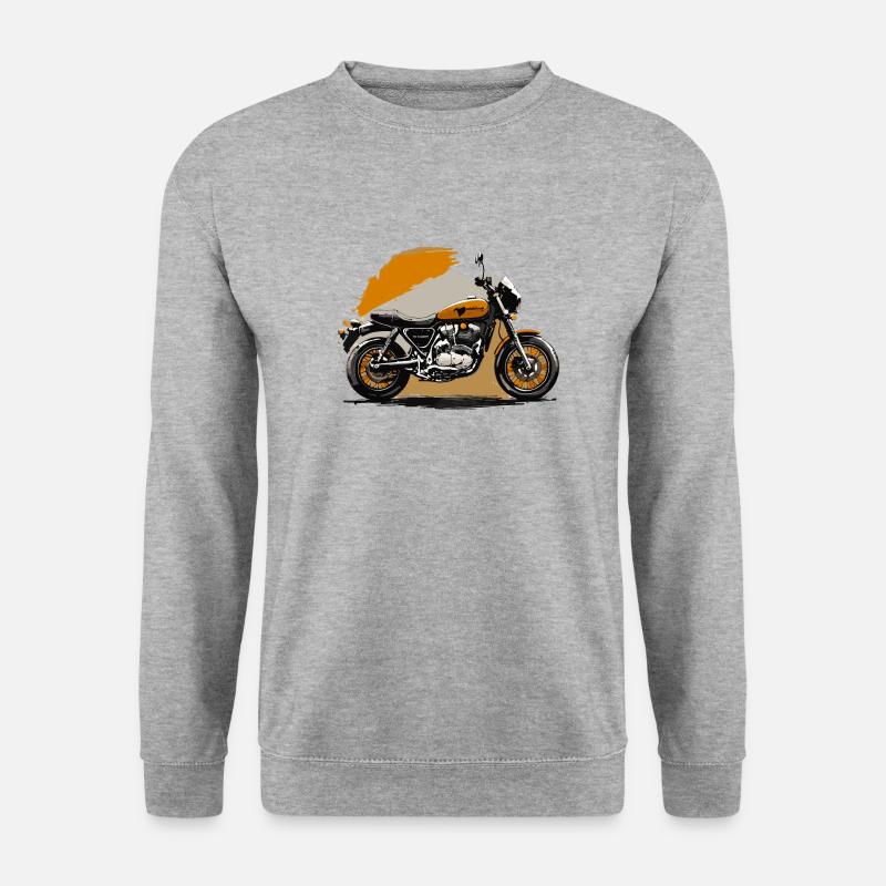 Retro-Motorrad - Unisex Pullover - Weißgrau meliert