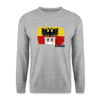 Duisburg Flagge Symbol Emblem - Unisex Pullover - Weißgrau meliert - Vorne - Alina (178cm) & Michal (187cm)