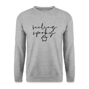 Spooky Hoodie - Unisex Pullover - Weißgrau meliert - Vorne - Alina (178cm) & Michal (187cm)