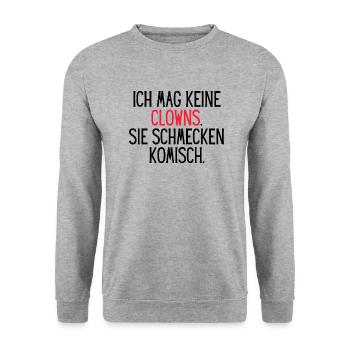 Clowns schmecken komisch - Unisex Pullover - Weißgrau meliert - Vorne - Alina (178cm) & Michal (187cm)
