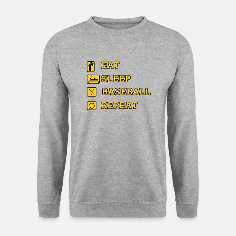 EAT SLEEP BASEBALL REPEAT - Sweat-shirt Unisexe - gris chiné