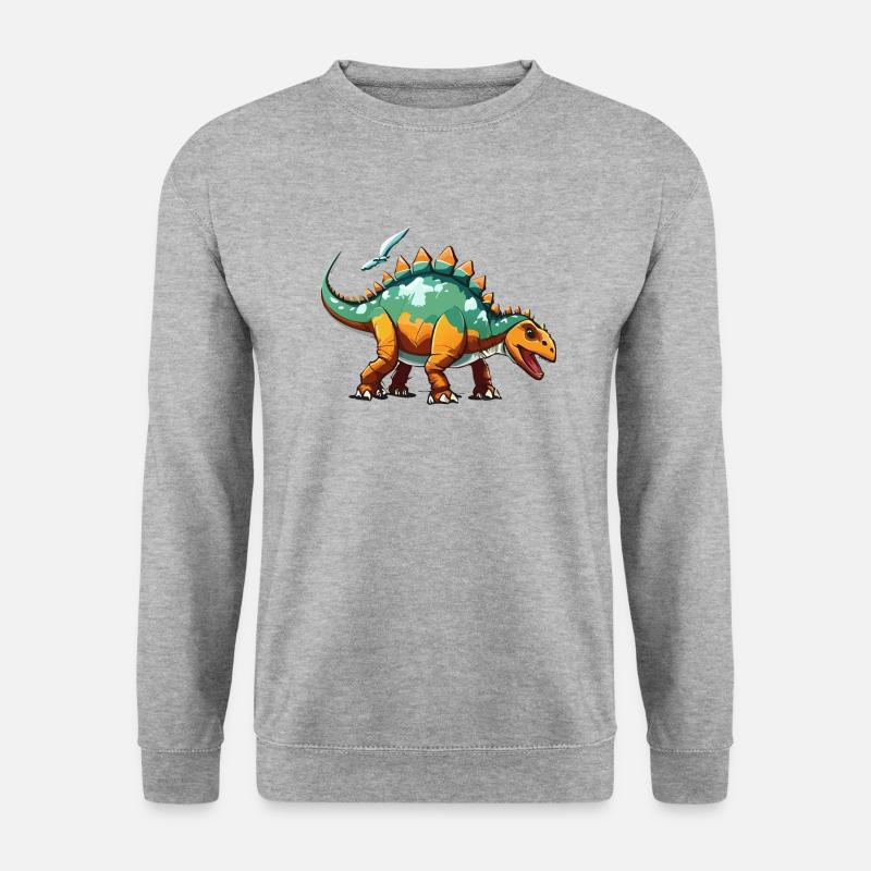 Freundlicher Stegosaurus - Unisex Pullover - Weißgrau meliert