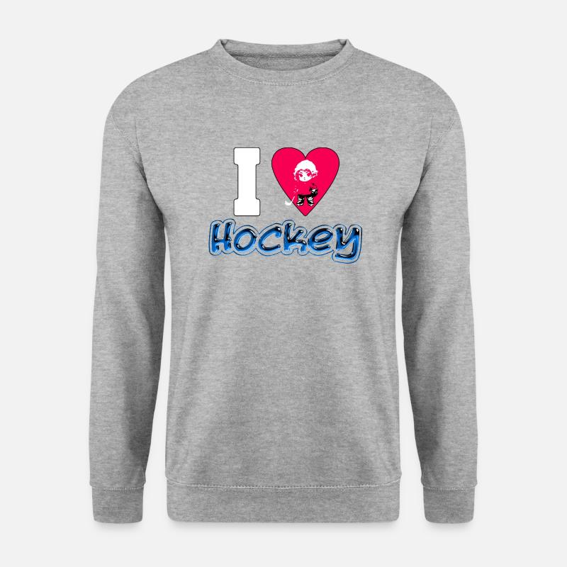 I Love Hockey - 3D Design - Unisex Pullover - Weißgrau meliert