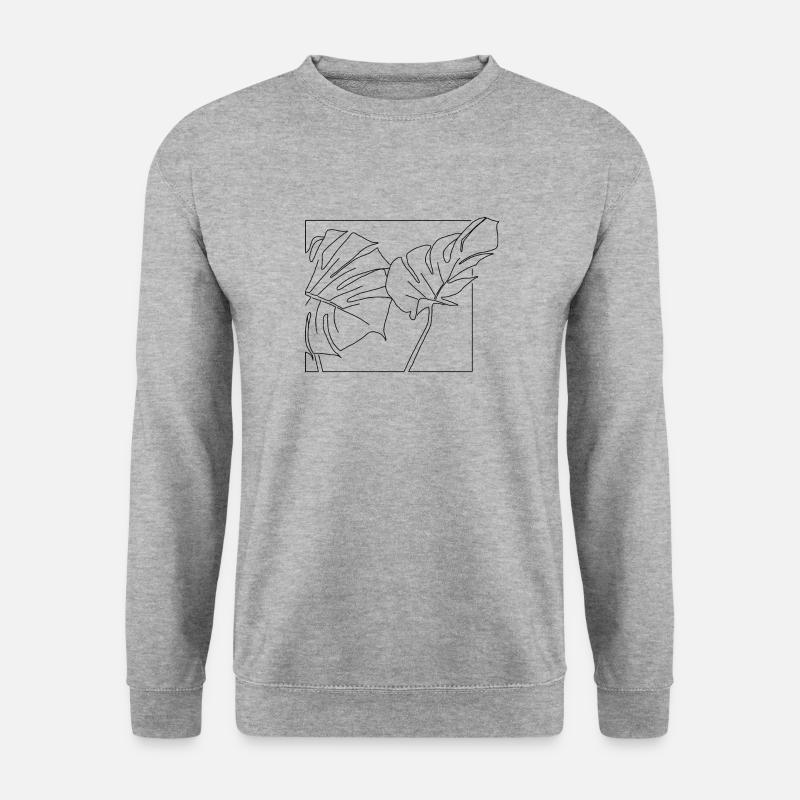 Monstera-Blätter - Unisex Pullover - Weißgrau meliert