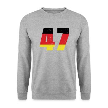 47 Numéro Jersey Allemagne - Sweat-shirt Unisexe - gris chiné - Devant - Alina (178cm) & Michal (187cm)