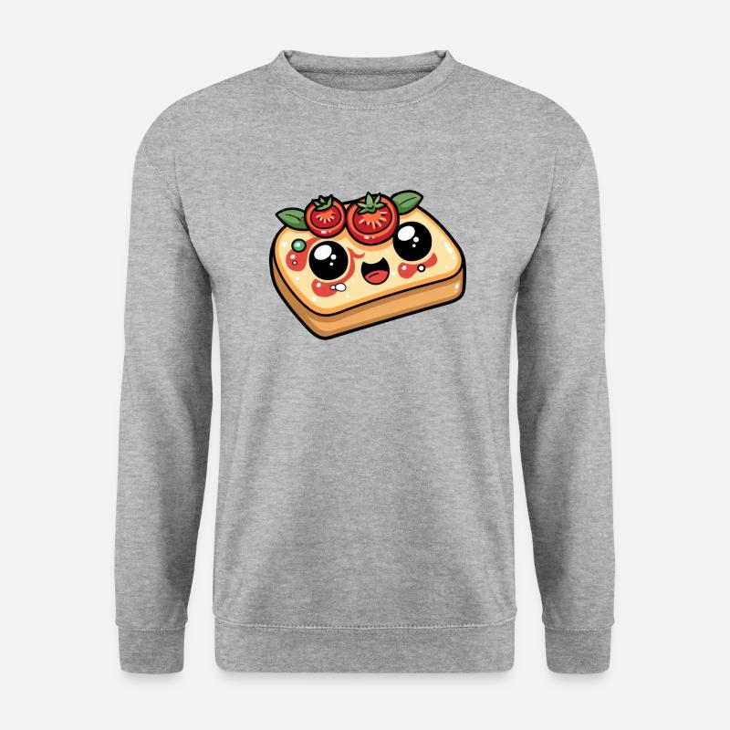 Lustiges Brot mit Tomate Comic - Unisex Pullover - Weißgrau meliert