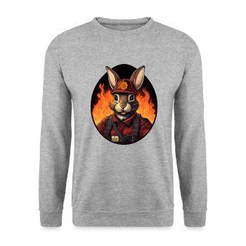 Firefighter Rabbit - Unisex Sweatshirt - salt & pepper - Front - Alina (178cm) & Michal (187cm)