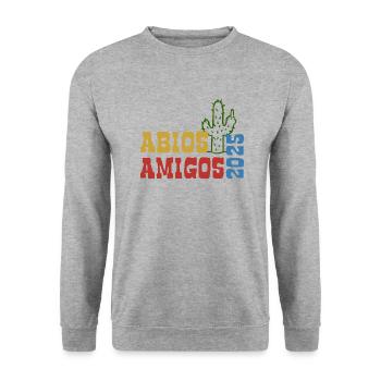 Abios Amigos 2025 - Abitur - Spruch - Unisex Pullover - Weißgrau meliert - Vorne - Alina (178cm) & Michal (187cm)