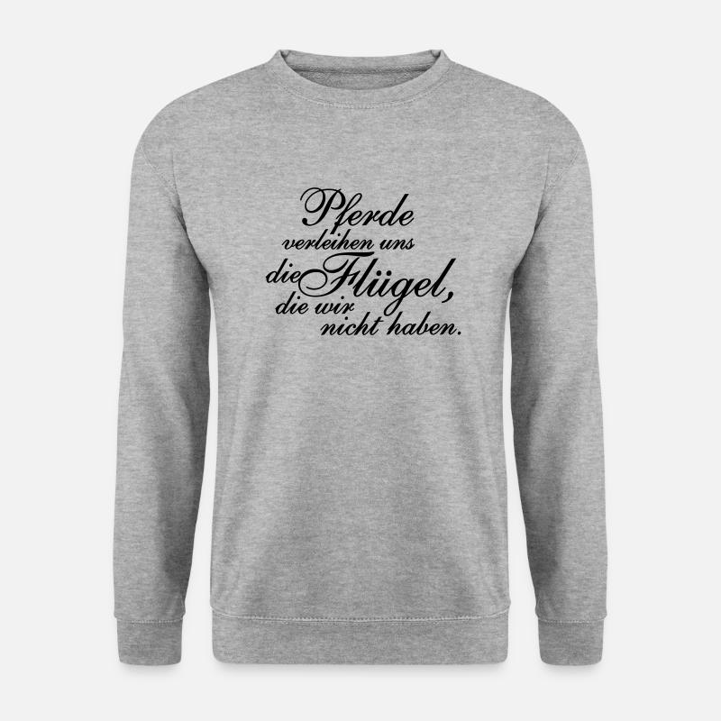 Pferde verleihen Flügel Text - Unisex Pullover - Weißgrau meliert