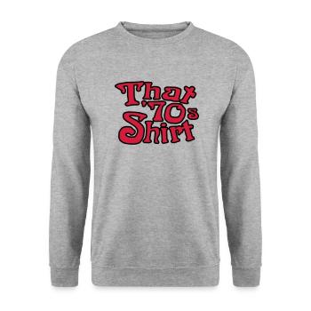 Ce T-shirt 70, les années 70 Rugissants - Sweat-shirt Unisexe - gris chiné - Devant - Alina (178cm) & Michal (187cm)