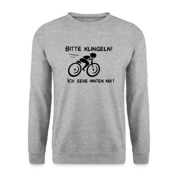 Radfahrer bitte klingeln! - Unisex Pullover - Weißgrau meliert - Vorne - Alina (178cm) & Michal (187cm)
