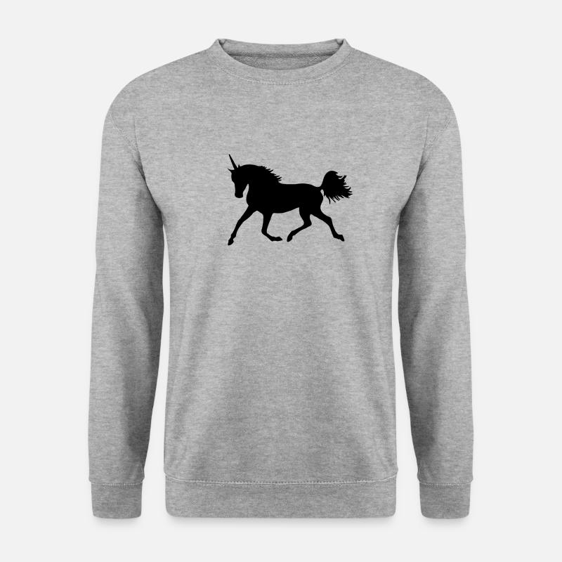 Einhorn Silhouette Unicorn schwarz - Unisex Pullover - Weißgrau meliert