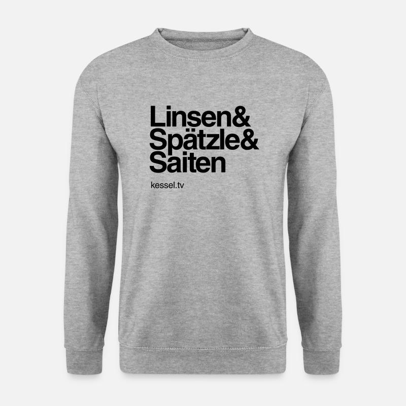 Linsen & Spätzle & Saiten - Unisex Pullover - Weißgrau meliert