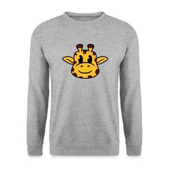 Lustige coole glückliche Giraffe Kopf Gesicht Tier - Unisex Pullover - Weißgrau meliert - Vorne - Alina (178cm) & Michal (187cm)